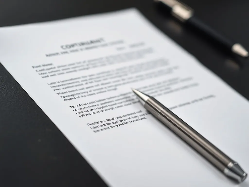 High-quality photo of a minimalist silver pen on a legal doc